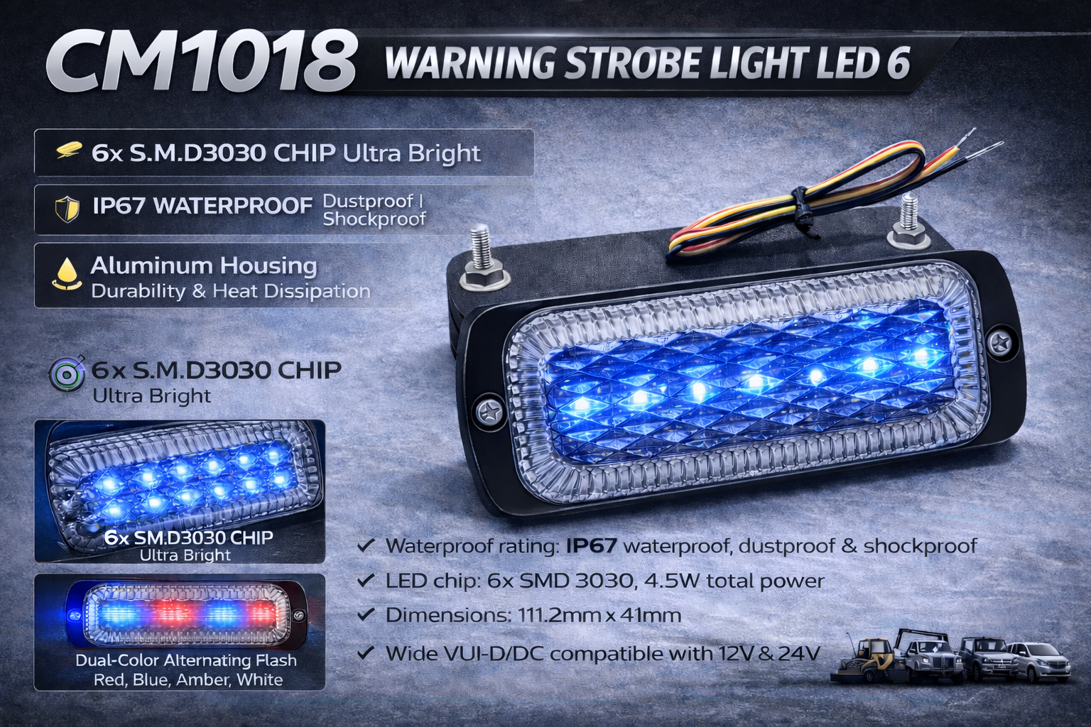 CM1018-Warning Strobe Light LED 6 CM1018-Warning Strobe Light LED 6