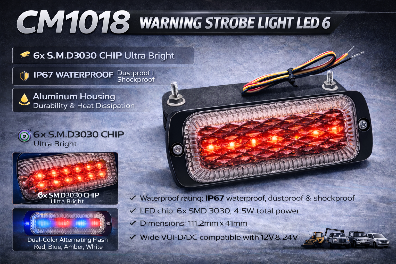CM1018-Warning Strobe Light LED 6 CM1018-Warning Strobe Light LED 6