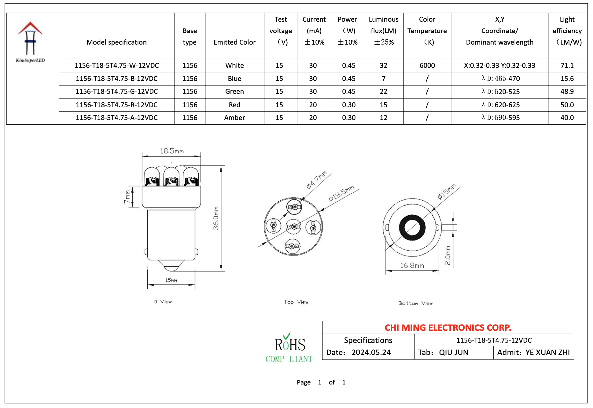 CM3618-T18 BA15S LED 5 CM3618-T18 BA15S LED 5