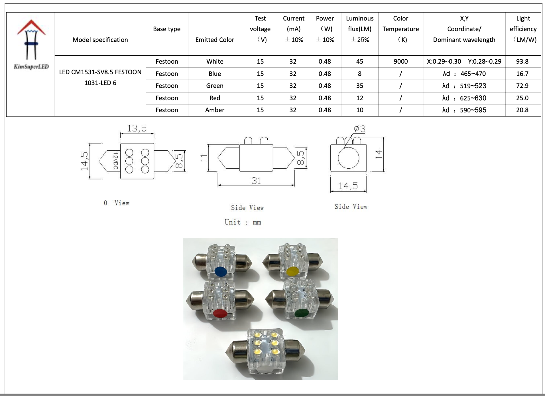 CM1531-SV8.5 FESTOON LED 6 CM1531-SV8.5 FESTOON LED 6