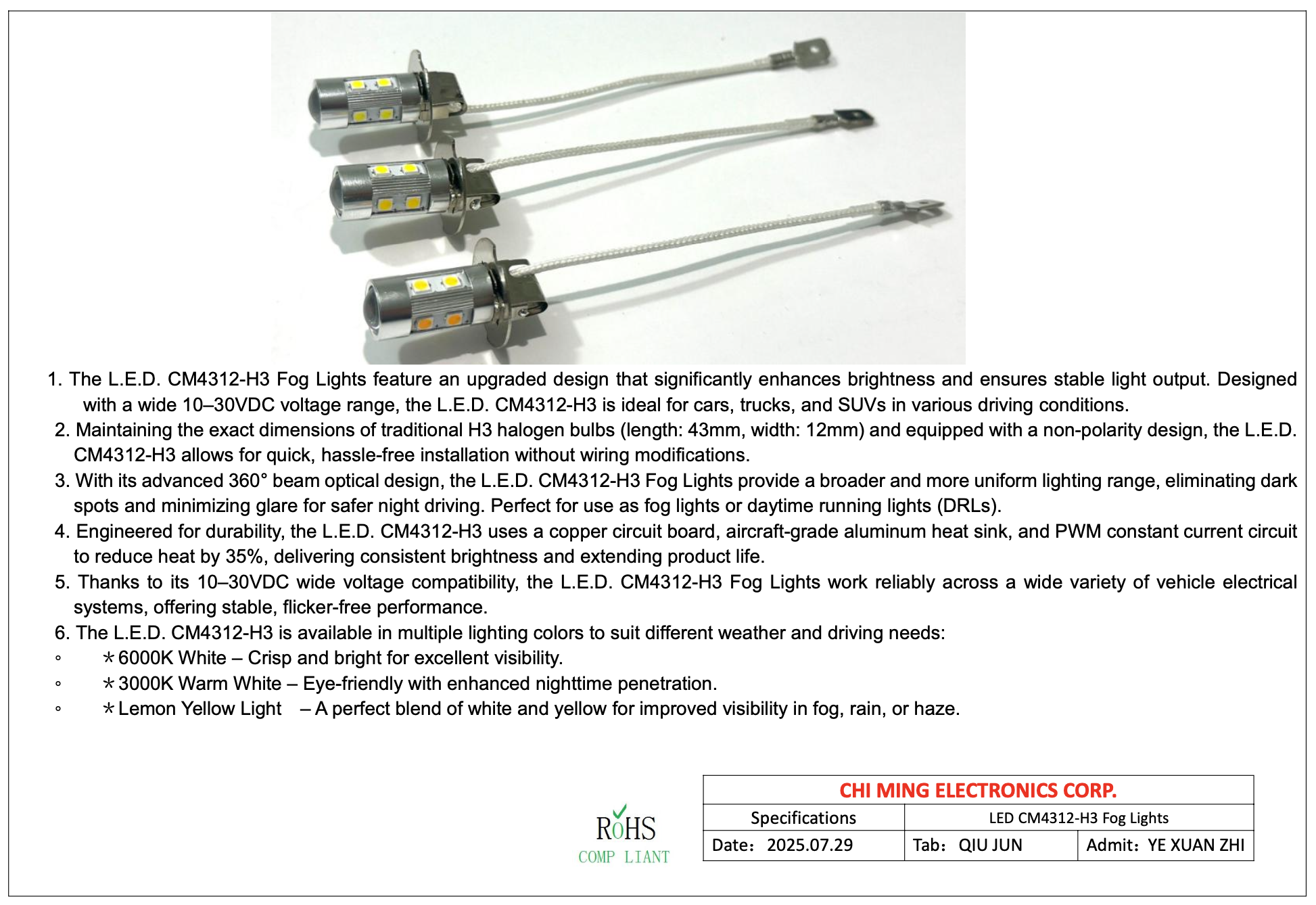 LED-CM4312-H3-Fog-Lights