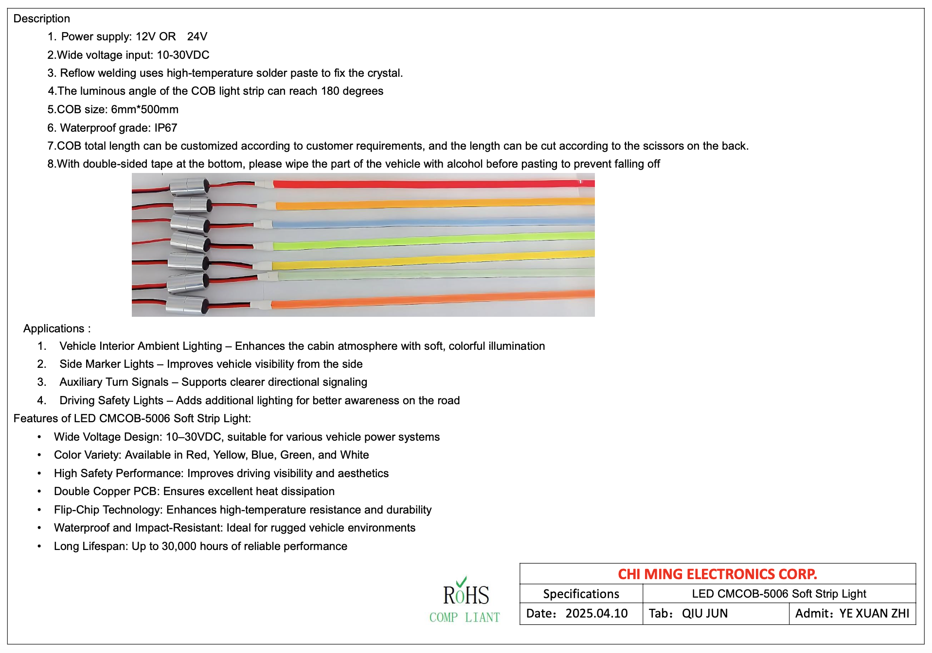 CM5006W-LED COB Soft Strip Light CM5006W-LED COB Soft Strip Light