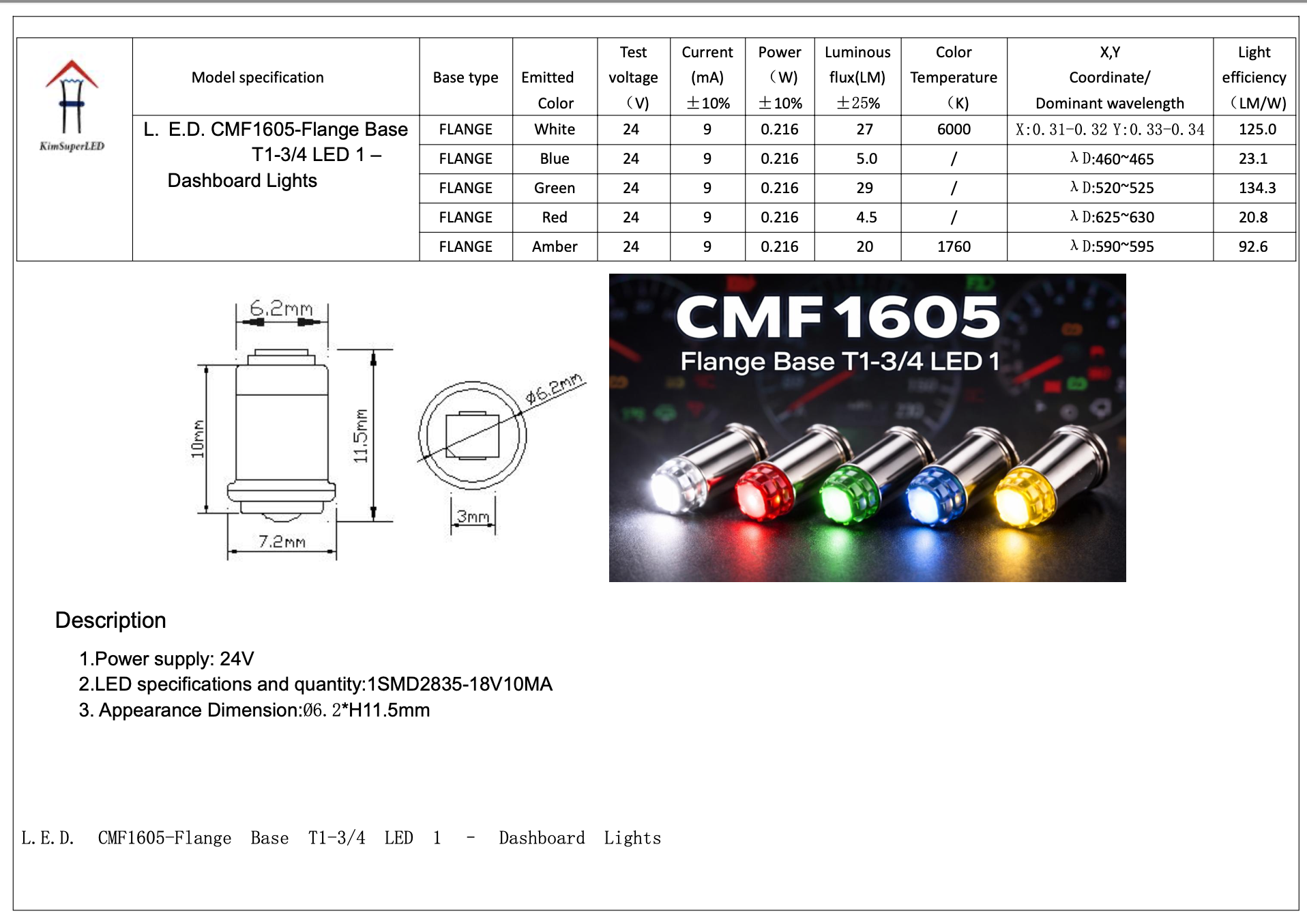 CMF1605-Flange Base T1-3/4 LED 1 CMF1605-Flange Base T1-3/4 LED 1