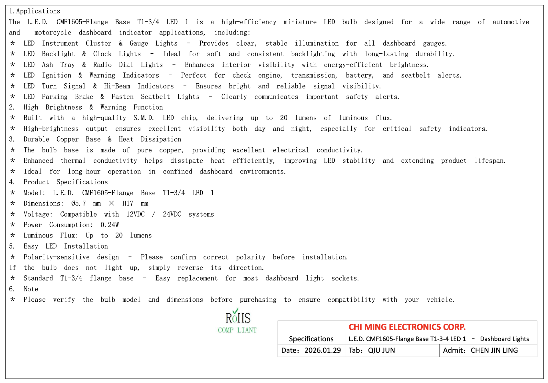 CMF1605-Flange Base T1-3/4 LED 1 CMF1605-Flange Base T1-3/4 LED 1