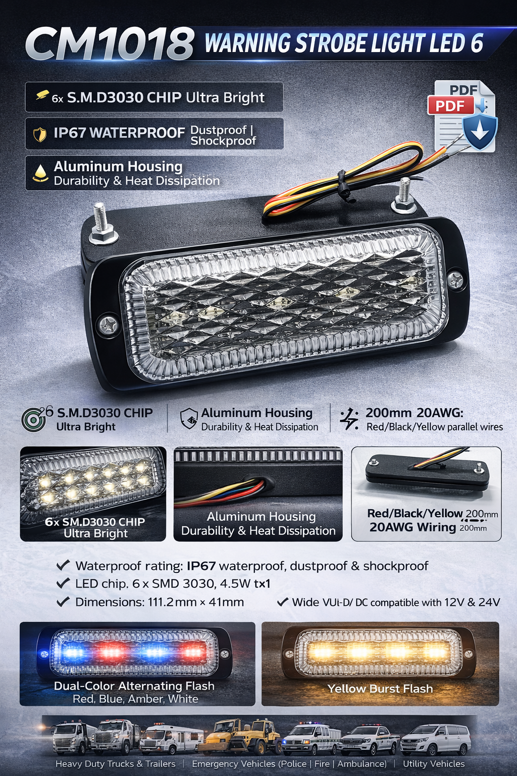 CM1018-Warning Strobe Light LED 6 CM1018-Warning Strobe Light LED 6