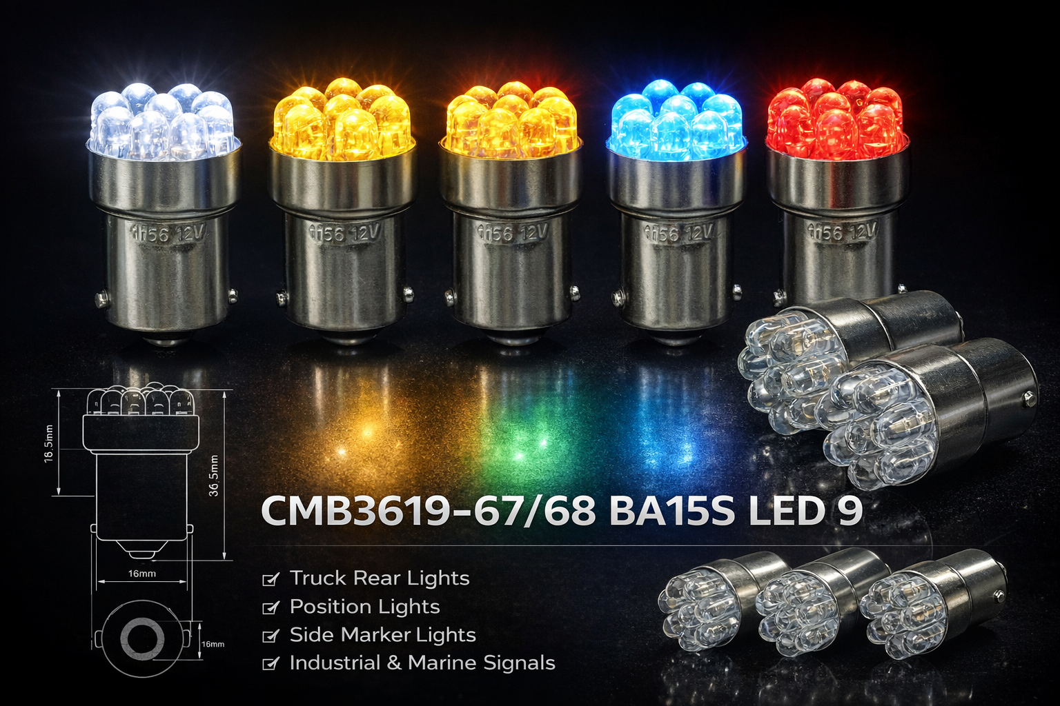 LED CMB3619-67/68 BA15S LED 9 LED CMB3619-67/68 BA15S LED 9