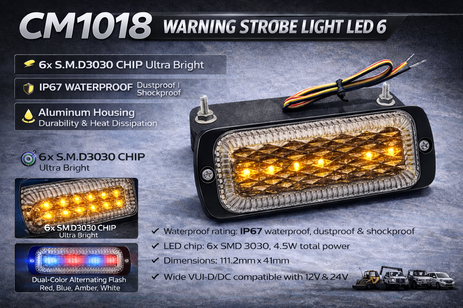 CM1018-Warning Strobe Light LED 6 CM1018-Warning Strobe Light LED 6