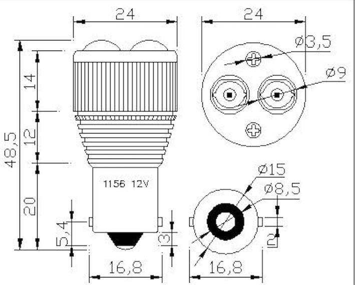1156 T25-BA15S-HP LED 2