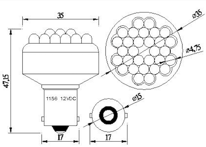 1156 T35-BA15S LED 30