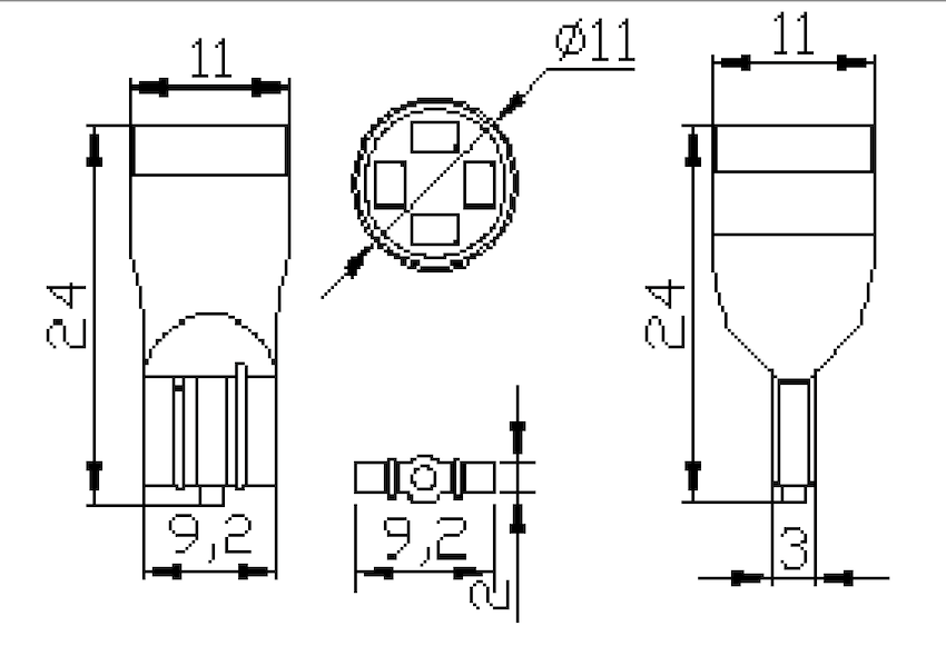194 T10mm Wedge-SMD LED 4 194 T10mm Wedge-SMD LED 4