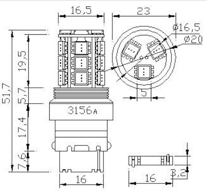 3156-T20-WEDGE-HP LED 18