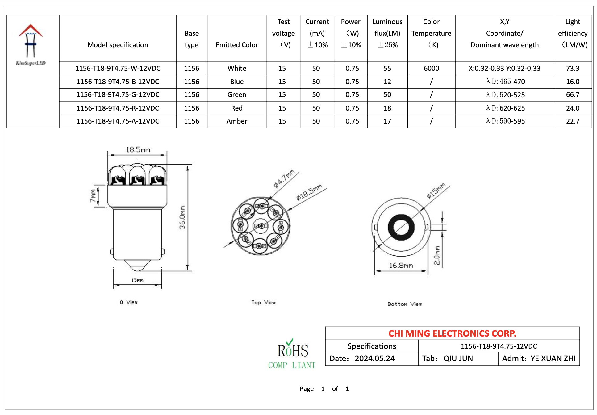 LED CMB3619-67 BA15S LED 9 LED CMB3619-67 BA15S LED 9