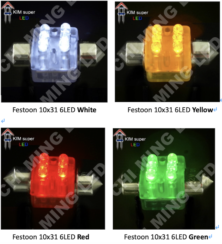 Festoon 10x31 6LED Bulbs Festoon 10x31 6LED Bulbs