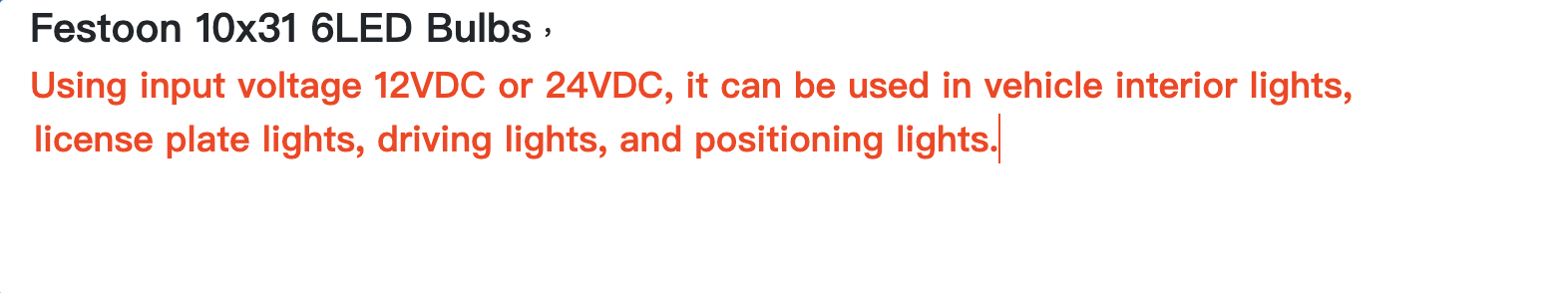 Festoon 10x31 6LED Bulbs