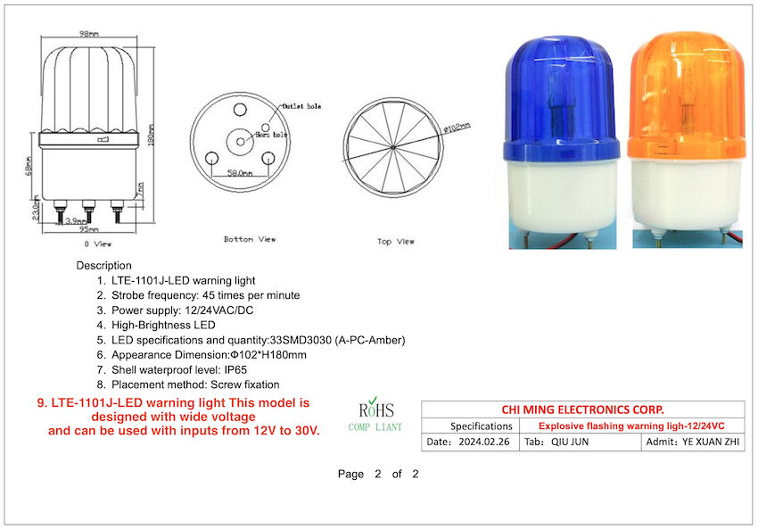 LTE-1101J-LED warning light