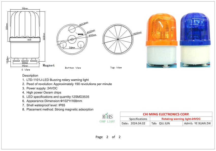 Various vehicle warning light series 2024
