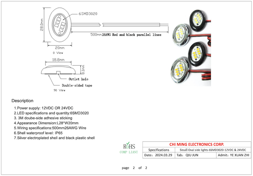 LED CMSM288 small oval side lights