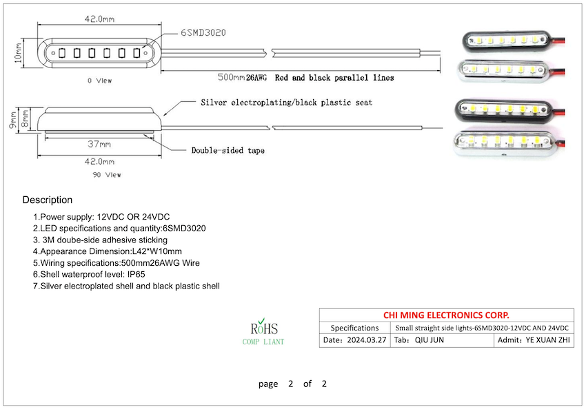 LED CMSM4210 Straight Side Lights