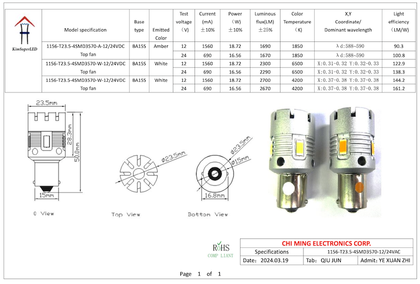 Super bright LED car lights 1156 Ba15s Base
