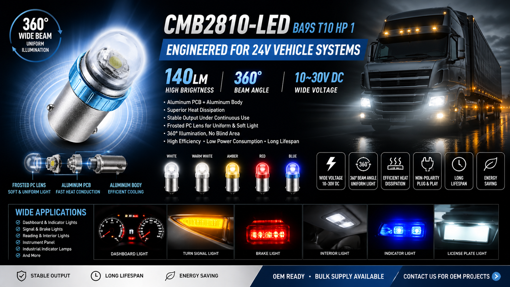 CMB2810-LED BA9S T10 HP 1