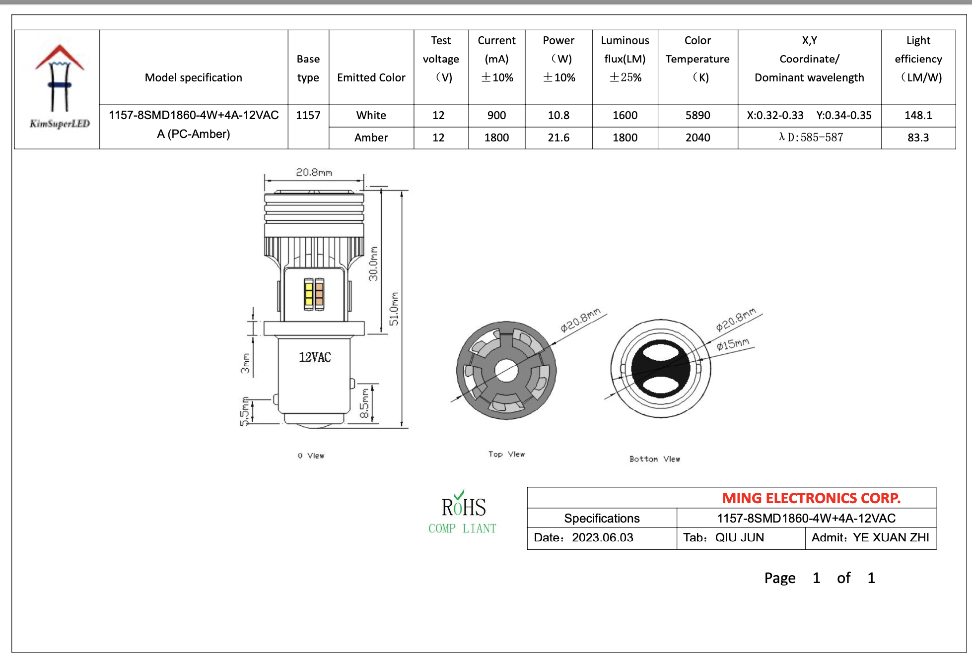 CMBC1680-1157 T20 BAY15D HP 8 CMBC1680-1157 T20 BAY15D HP 8