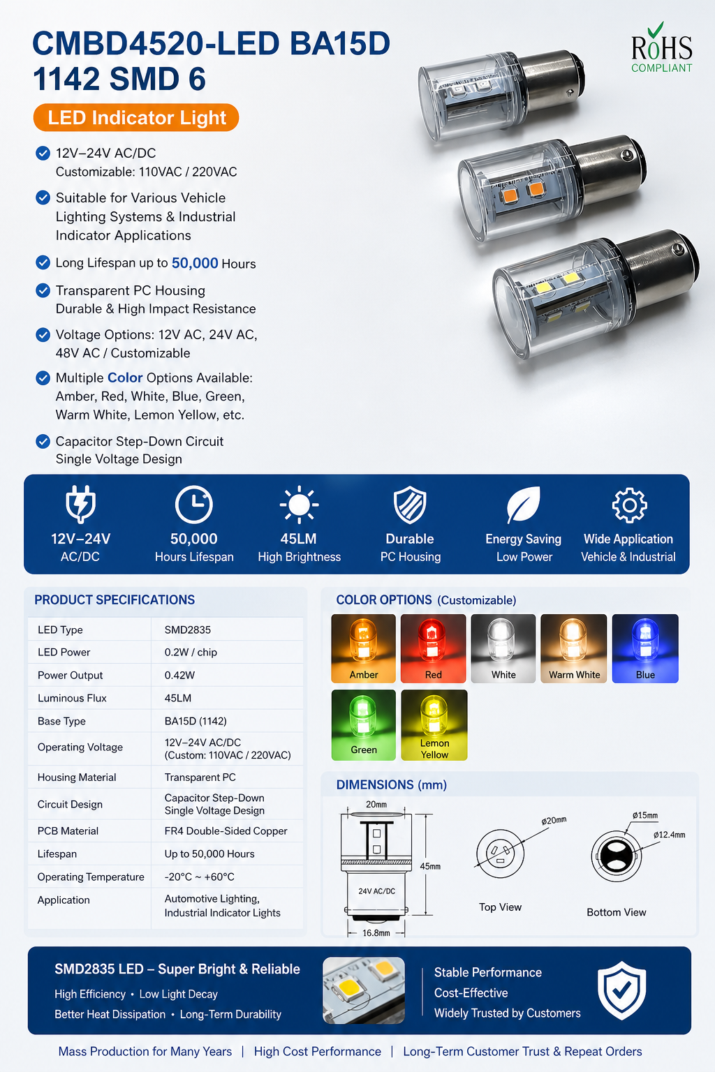 CMBD4520-LED BA15D 1142 SMD 6