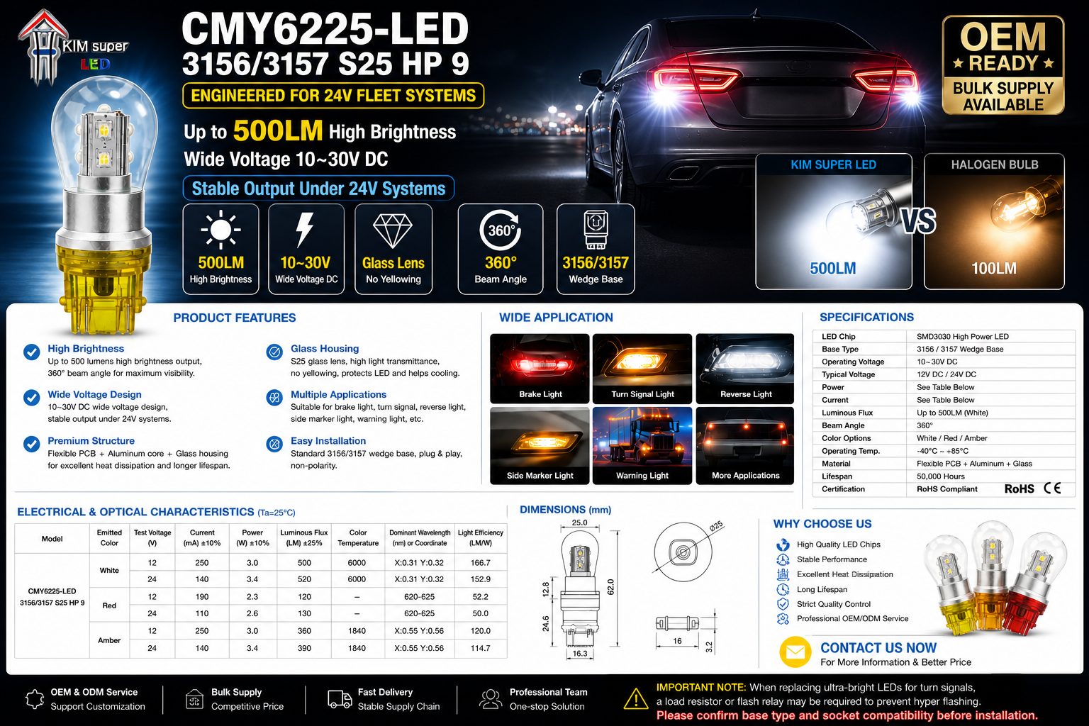 CMY6225-LED 3156/3157 S25 HP 9