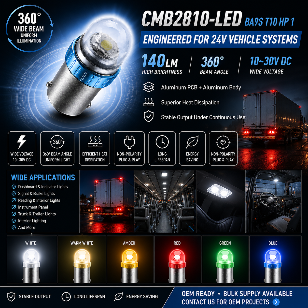 CMB2810-LED BA9S T10 HP 1