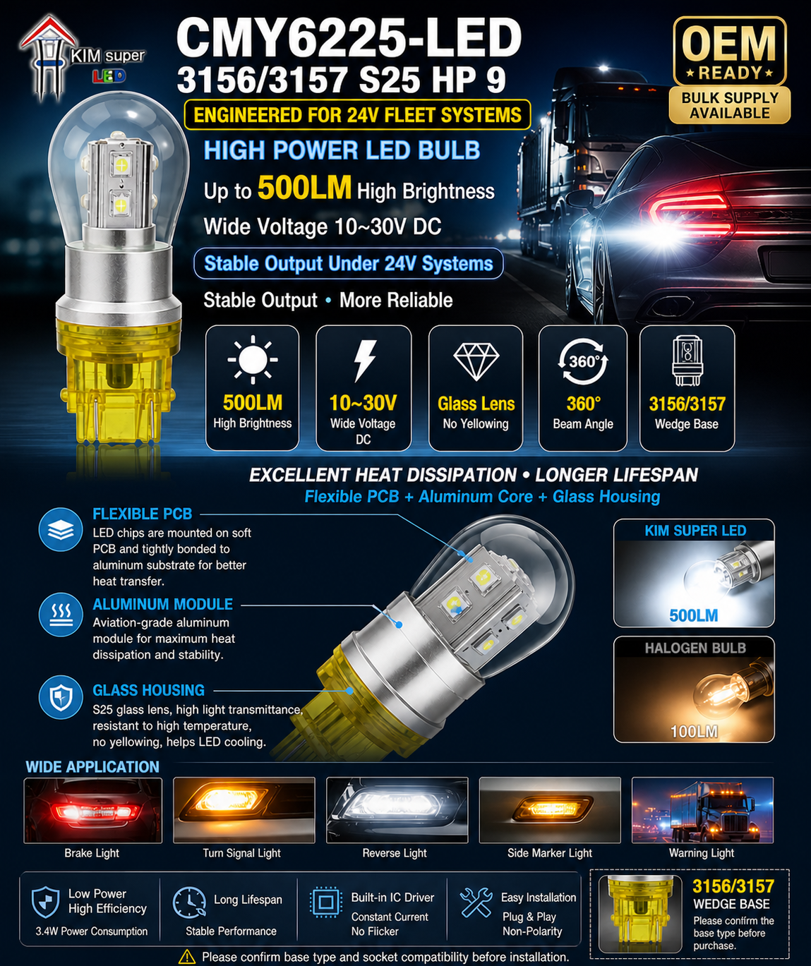 CMY6225-LED 3156/3157 S25 HP 9