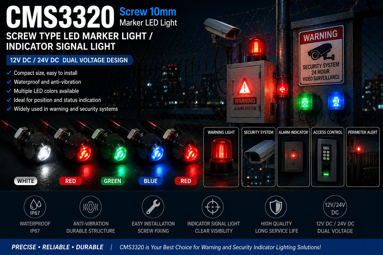 CMS3320-Screw 10mm Marker LED Light