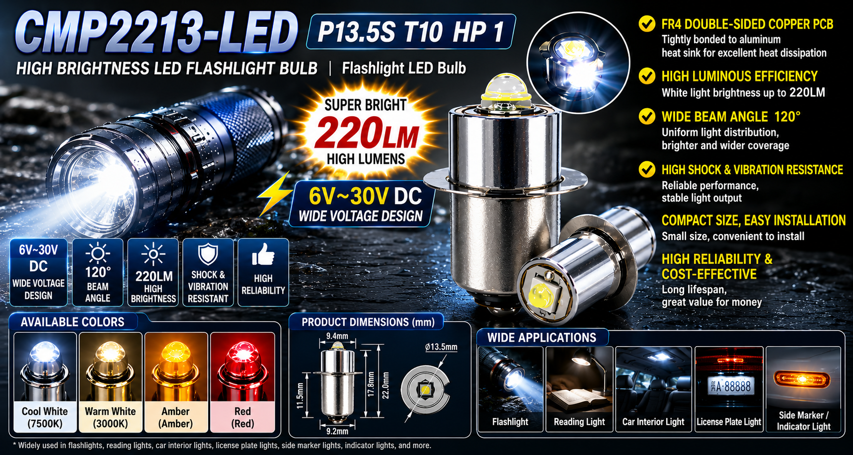 CMP2213-LED P13.5S T10 HP 1