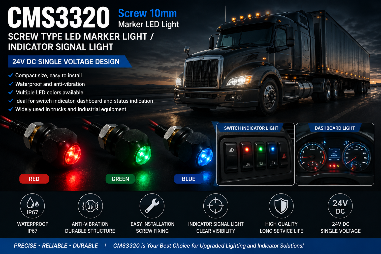 CMS3320-Screw 10mm Marker LED Light