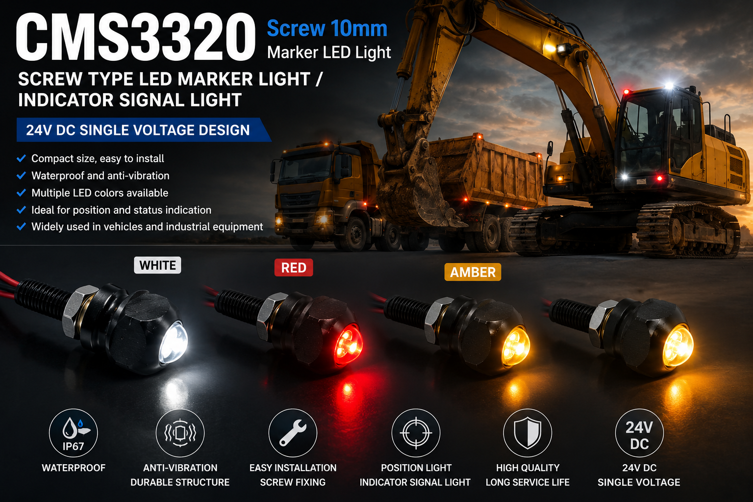 CMS3320-Screw 10mm Marker LED Light