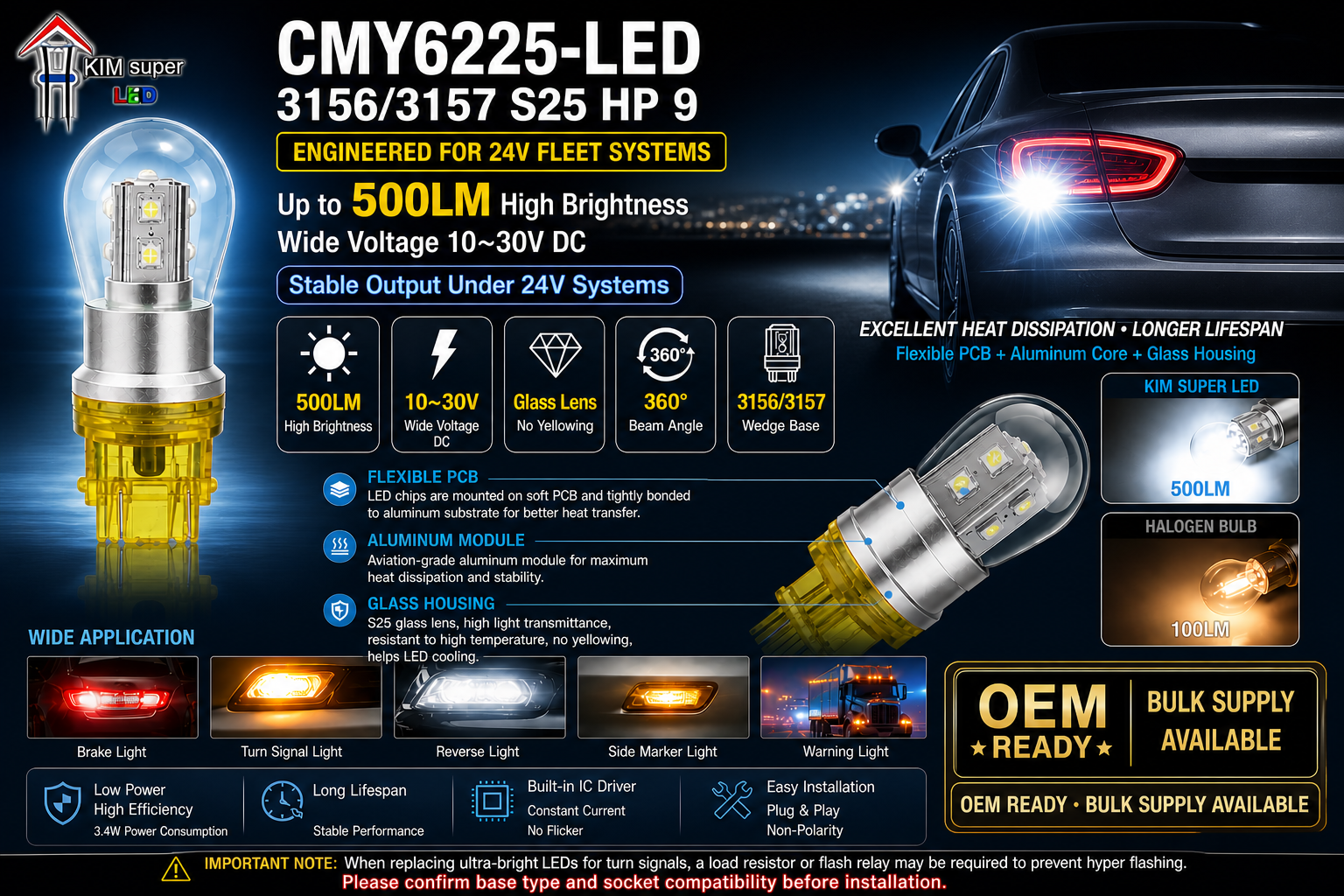 CMY6225-LED 3156/3157 S25 HP 9