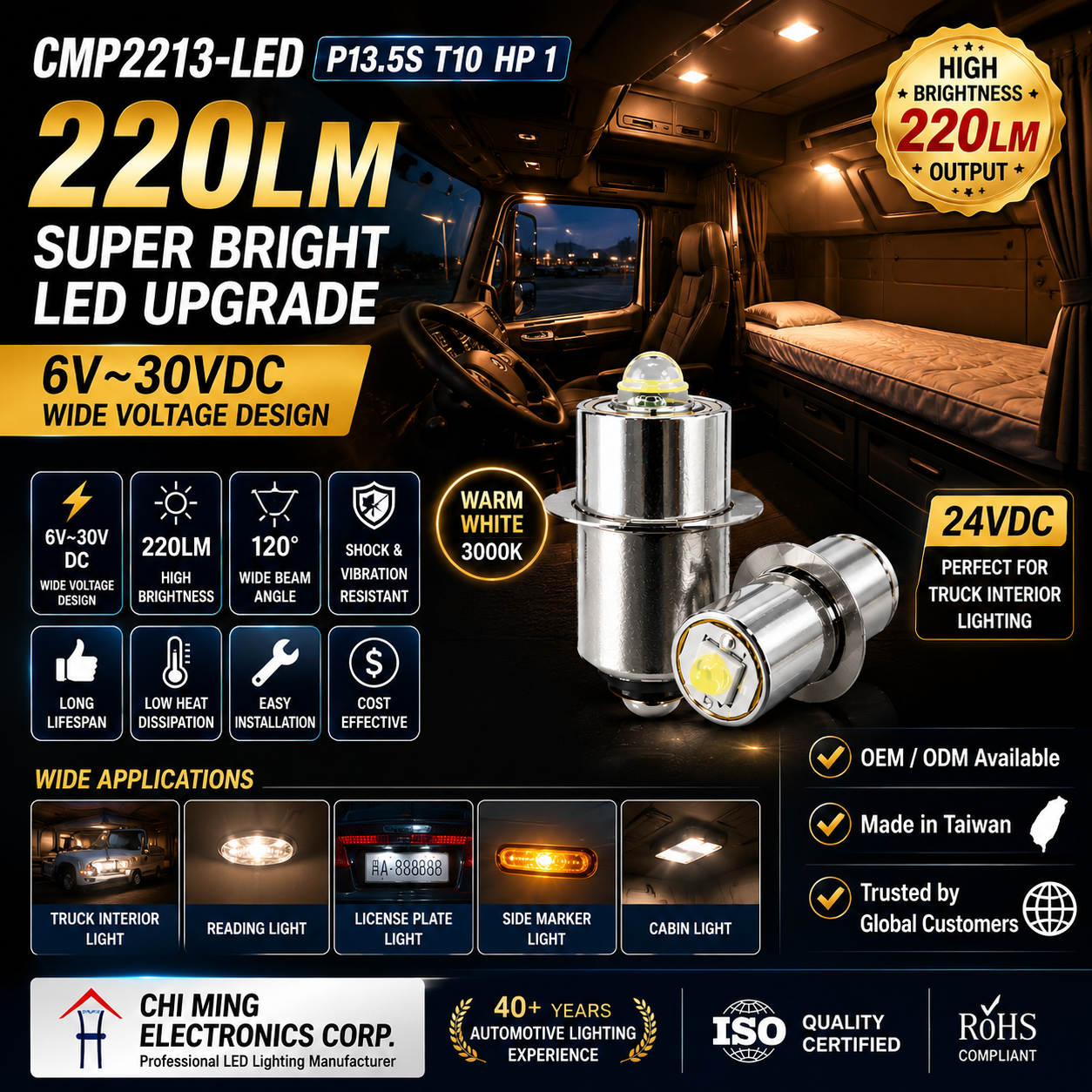 CMP2213-LED P13.5S T10 HP 1