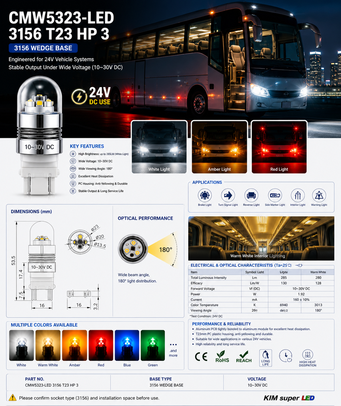 CMW5323-LED 3156 T23 HP3