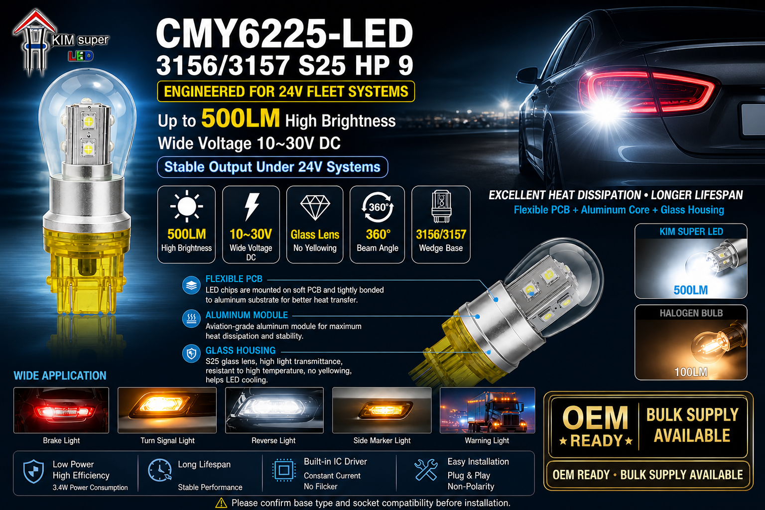 CMY6225-LED 3156/3157 S25 HP 9