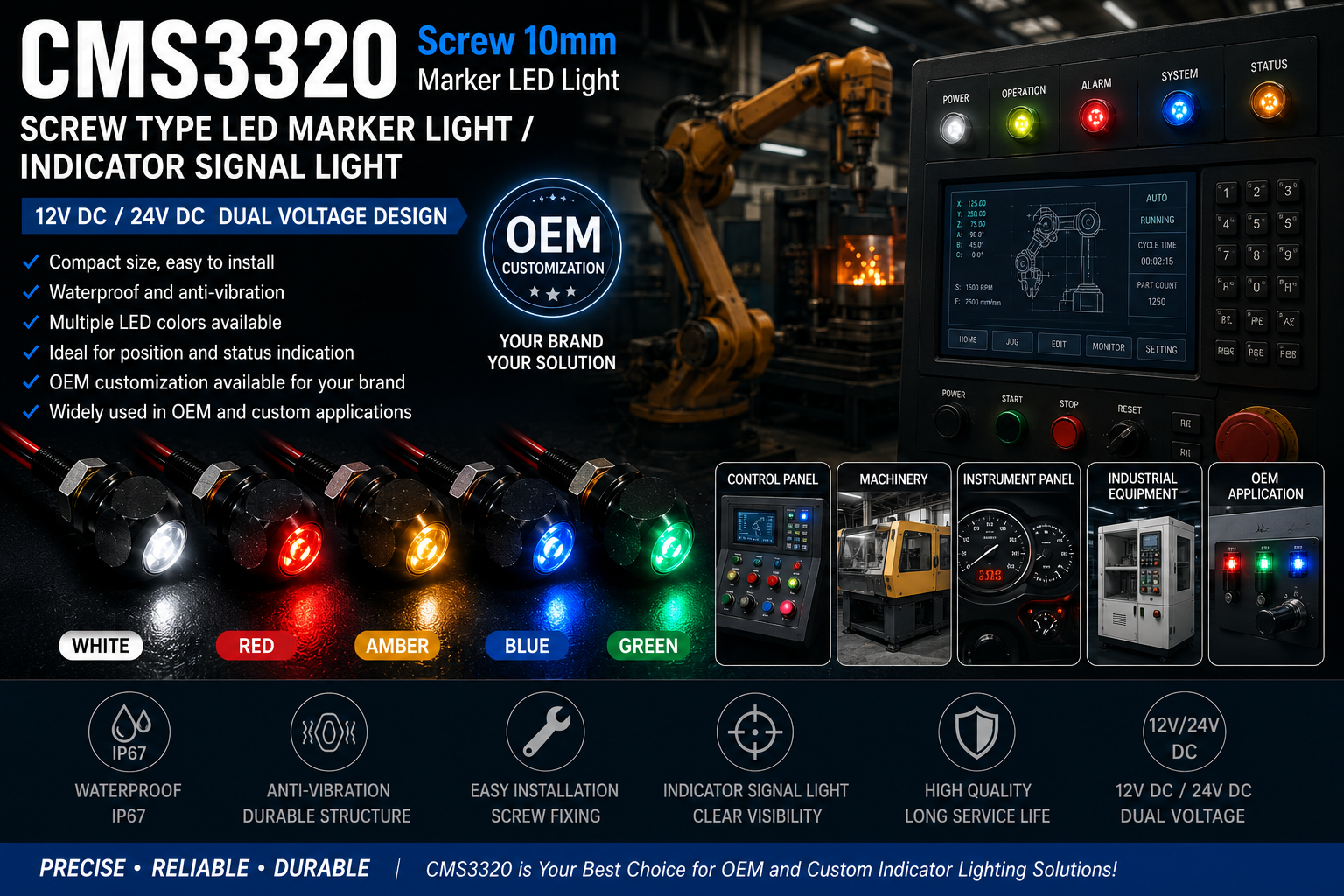 CMS3320-Screw 10mm Marker LED Light