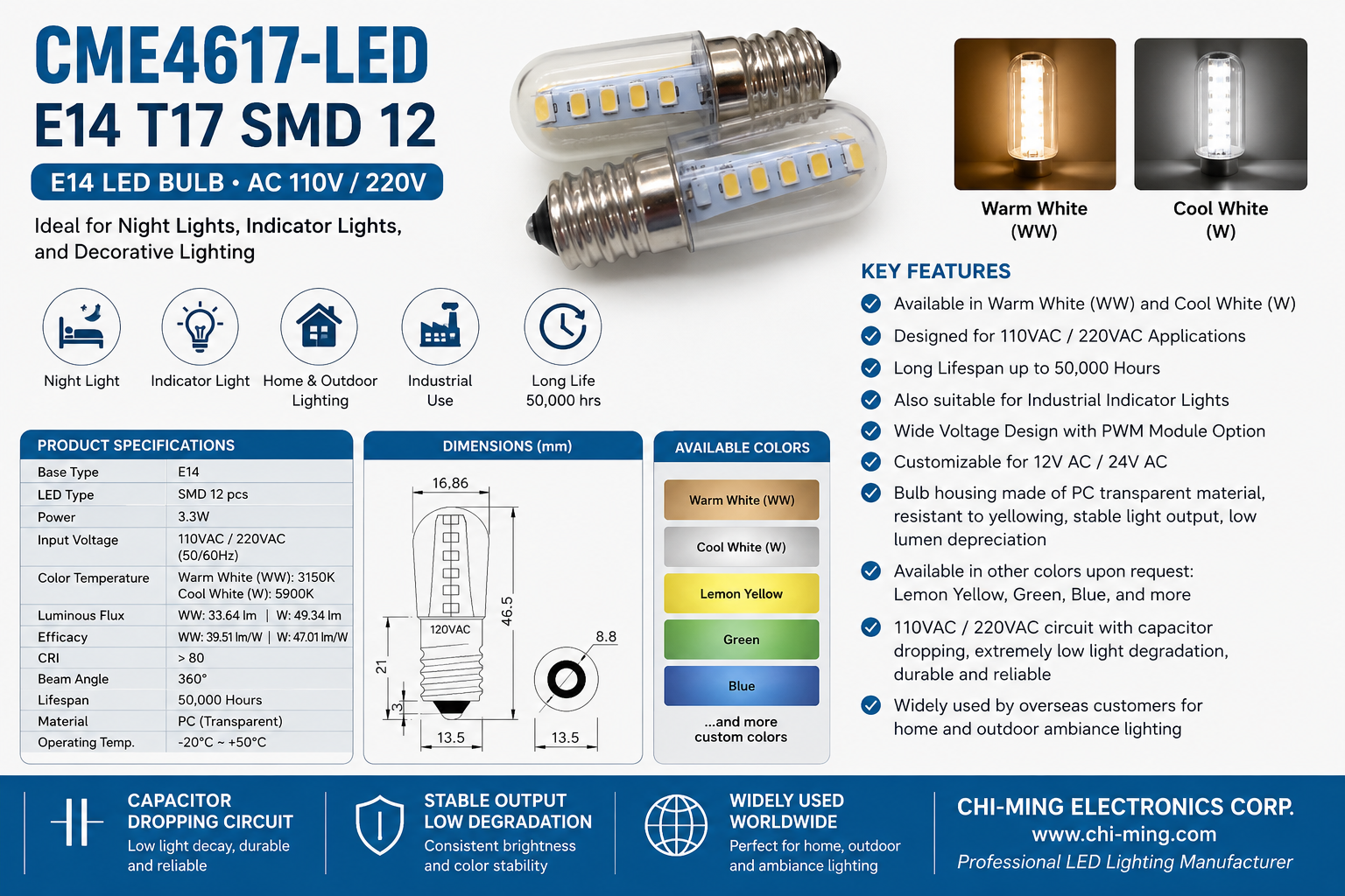 CME4617-LED E14 T17 SMD 12 CME4617-LED E14 T17 SMD 12