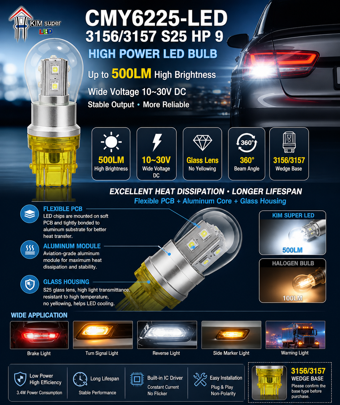 CMY6225-LED 3156/3157 S25 HP 9