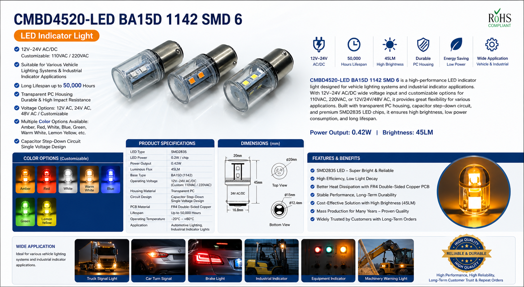 CMBD4520-LED BA15D 1142 SMD 6