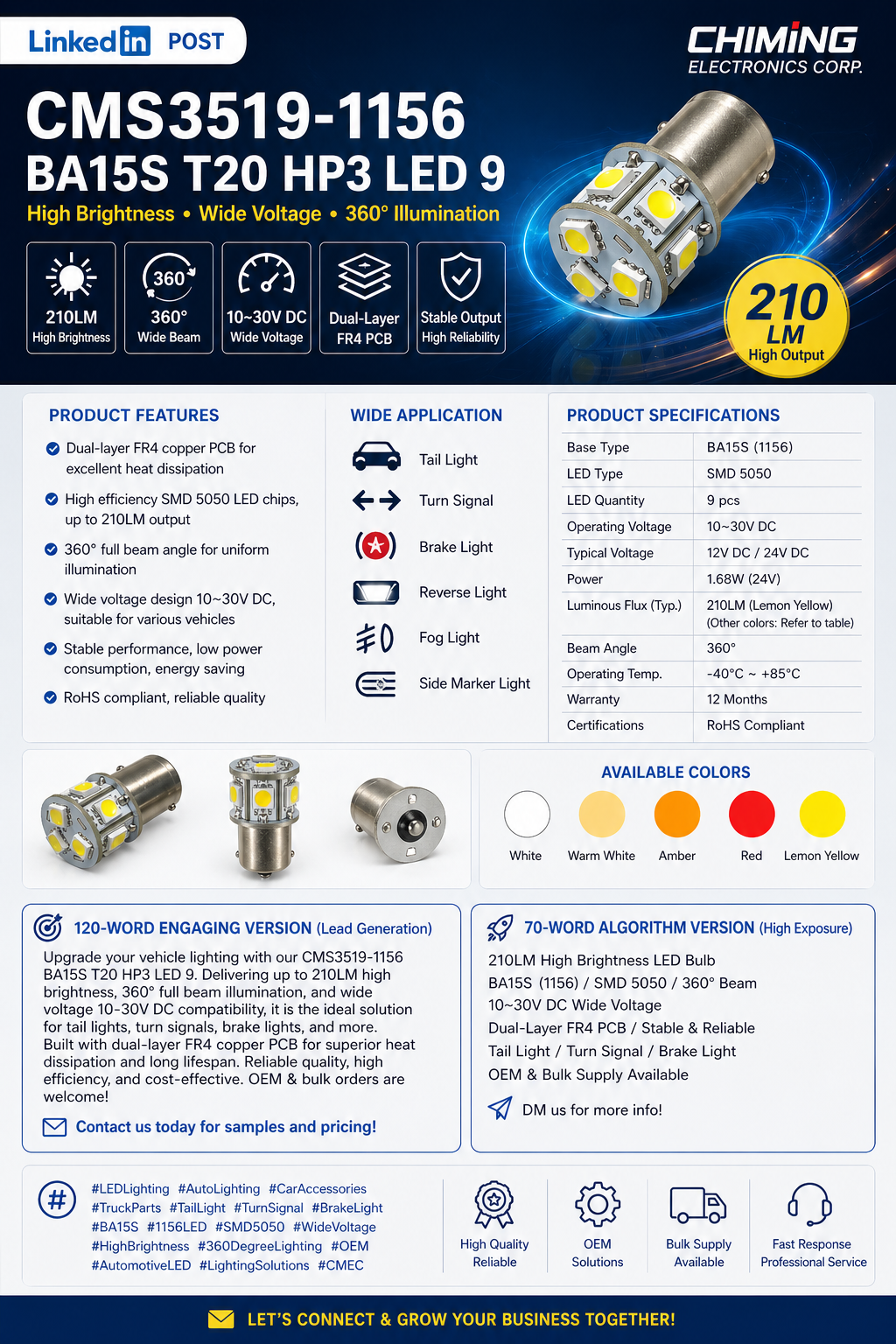 CMS3519-1156 BA15S T20 HP3 LED 9
