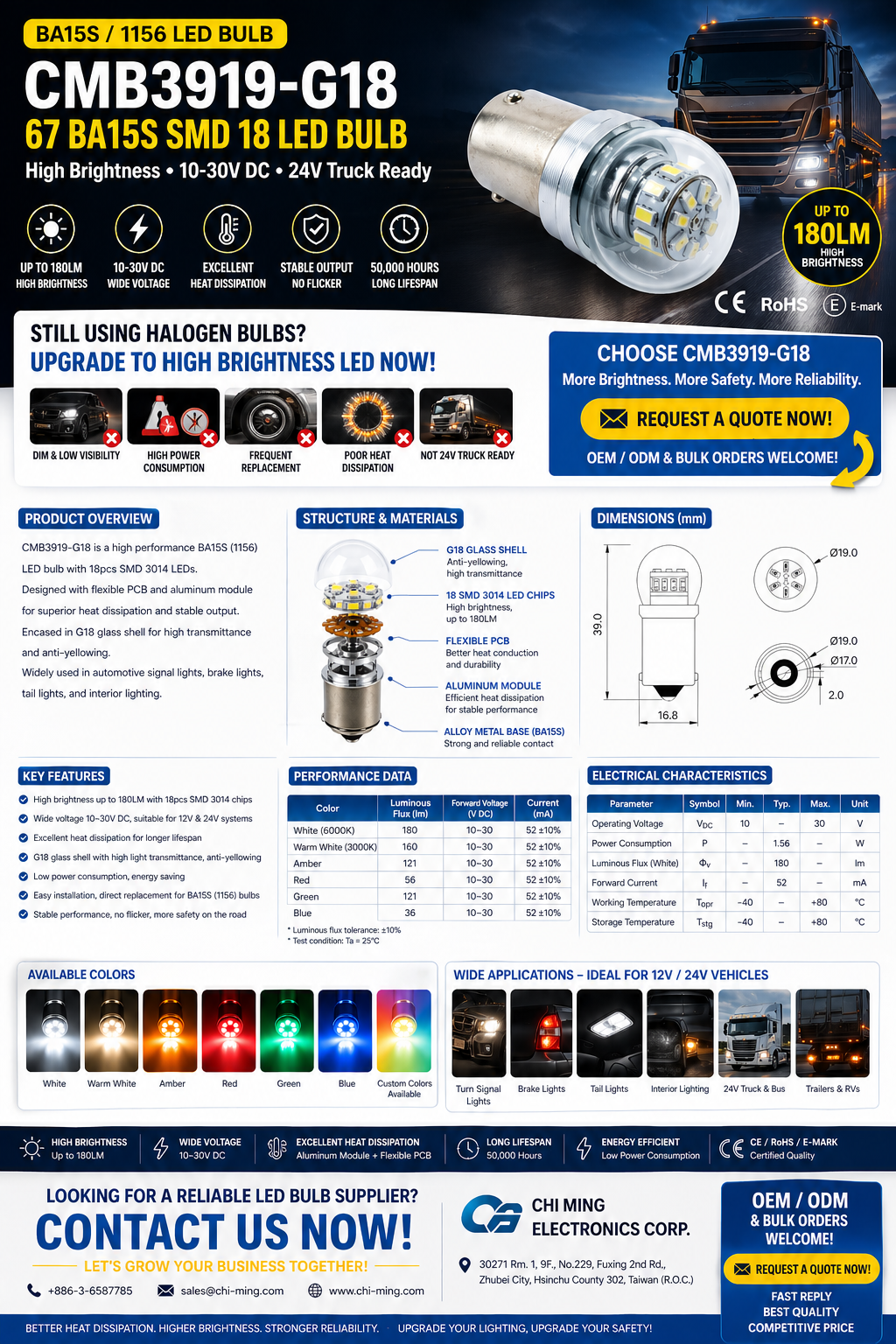 CMB3919-G18 67 BA15S SMD 18