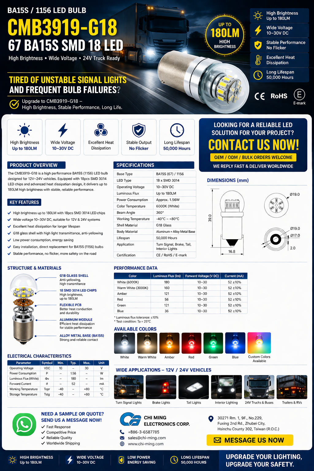 CMB3919-G18 67 BA15S SMD 18