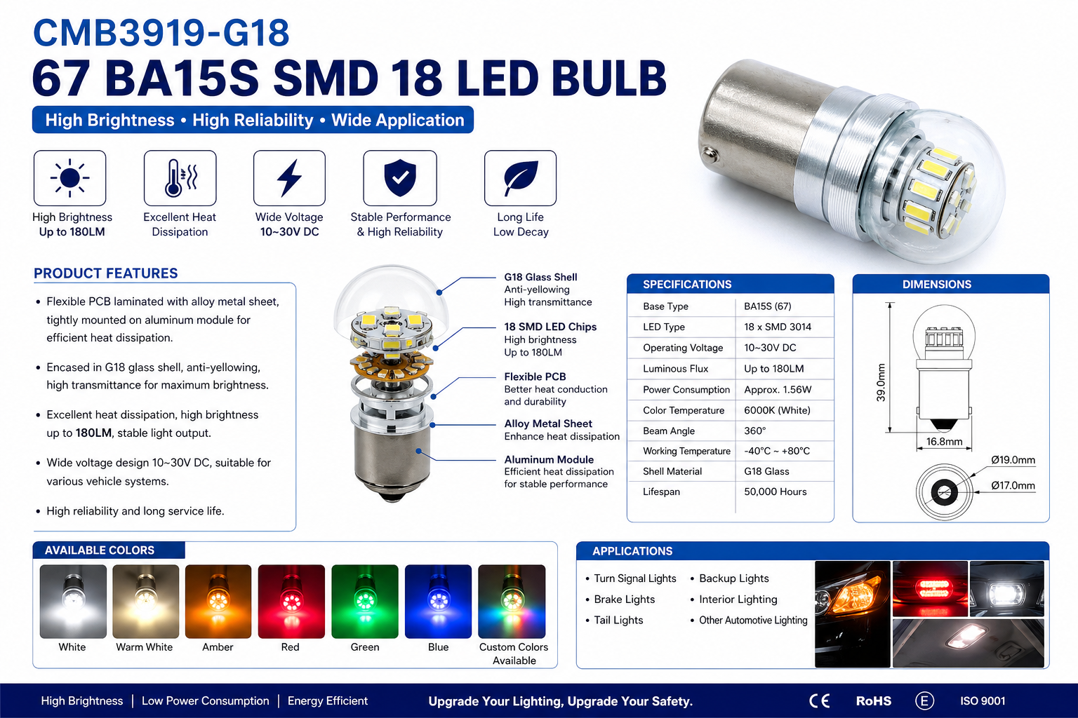 CMB3919-G18 67 BA15S SMD 18