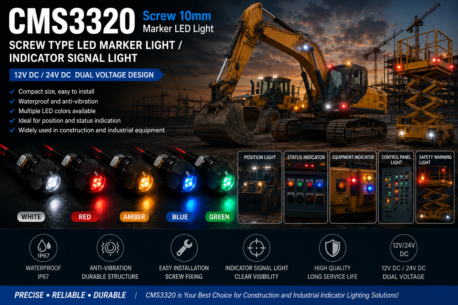 CMS3320-Screw 10mm Marker LED Light
