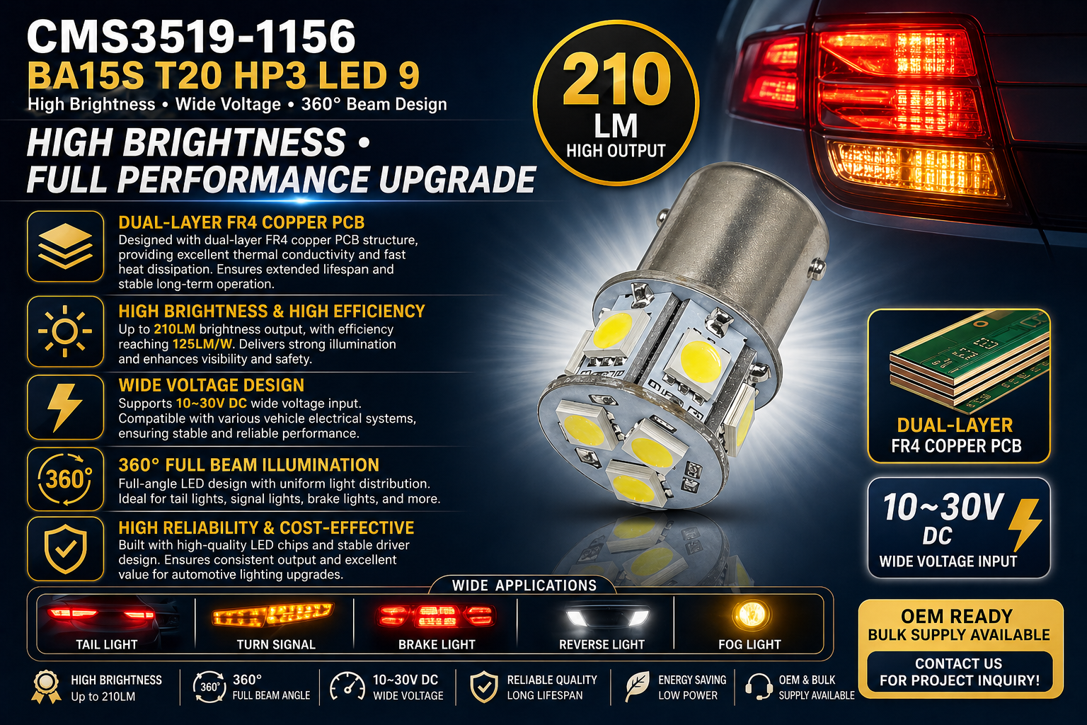 CMS3519-1156 BA15S T20 HP3 LED 9