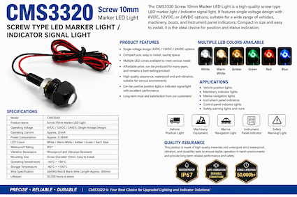 CMS3320-Screw 10mm Marker LED Light