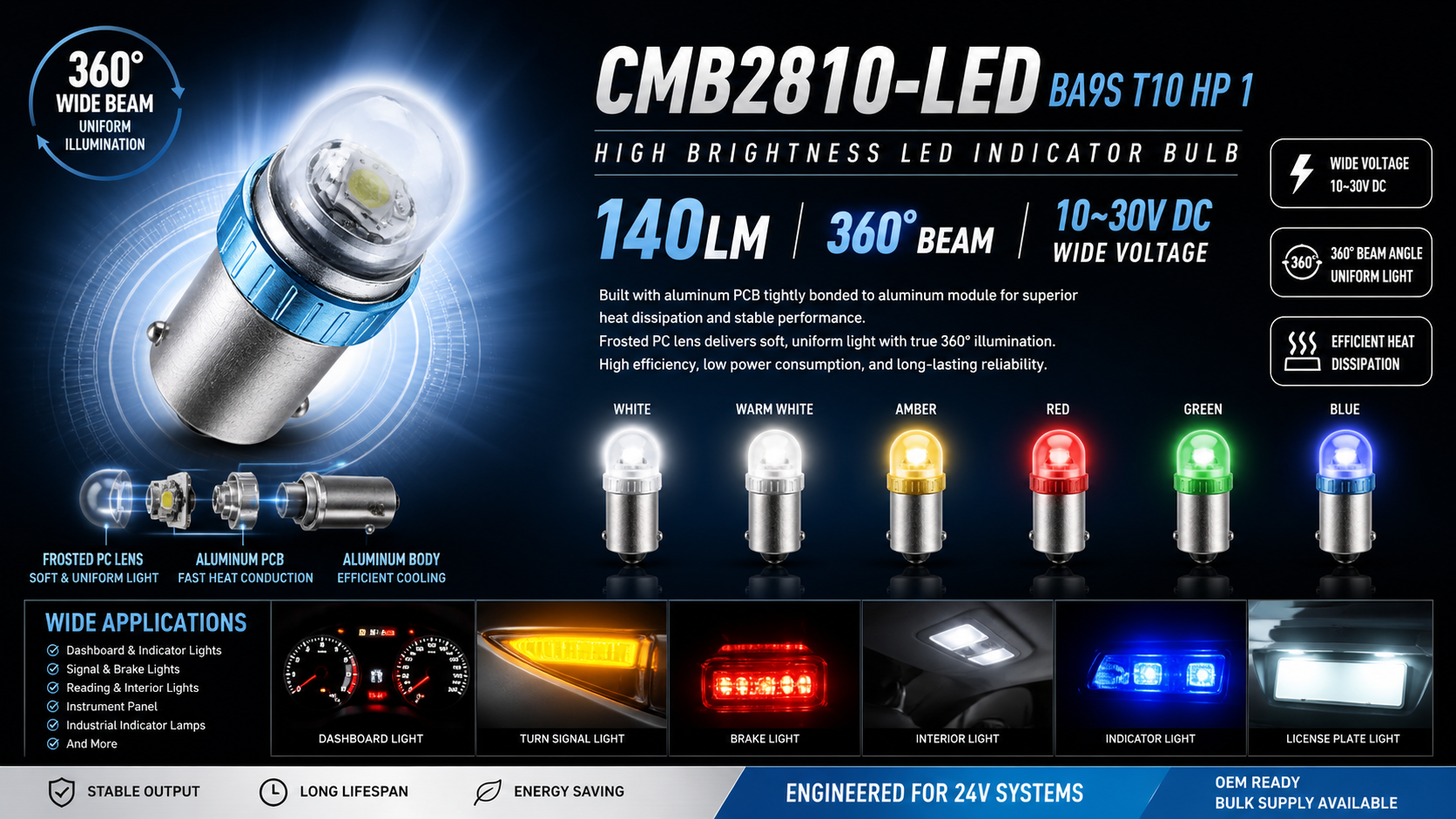 CMB2810-LED BA9S T10 HP 1