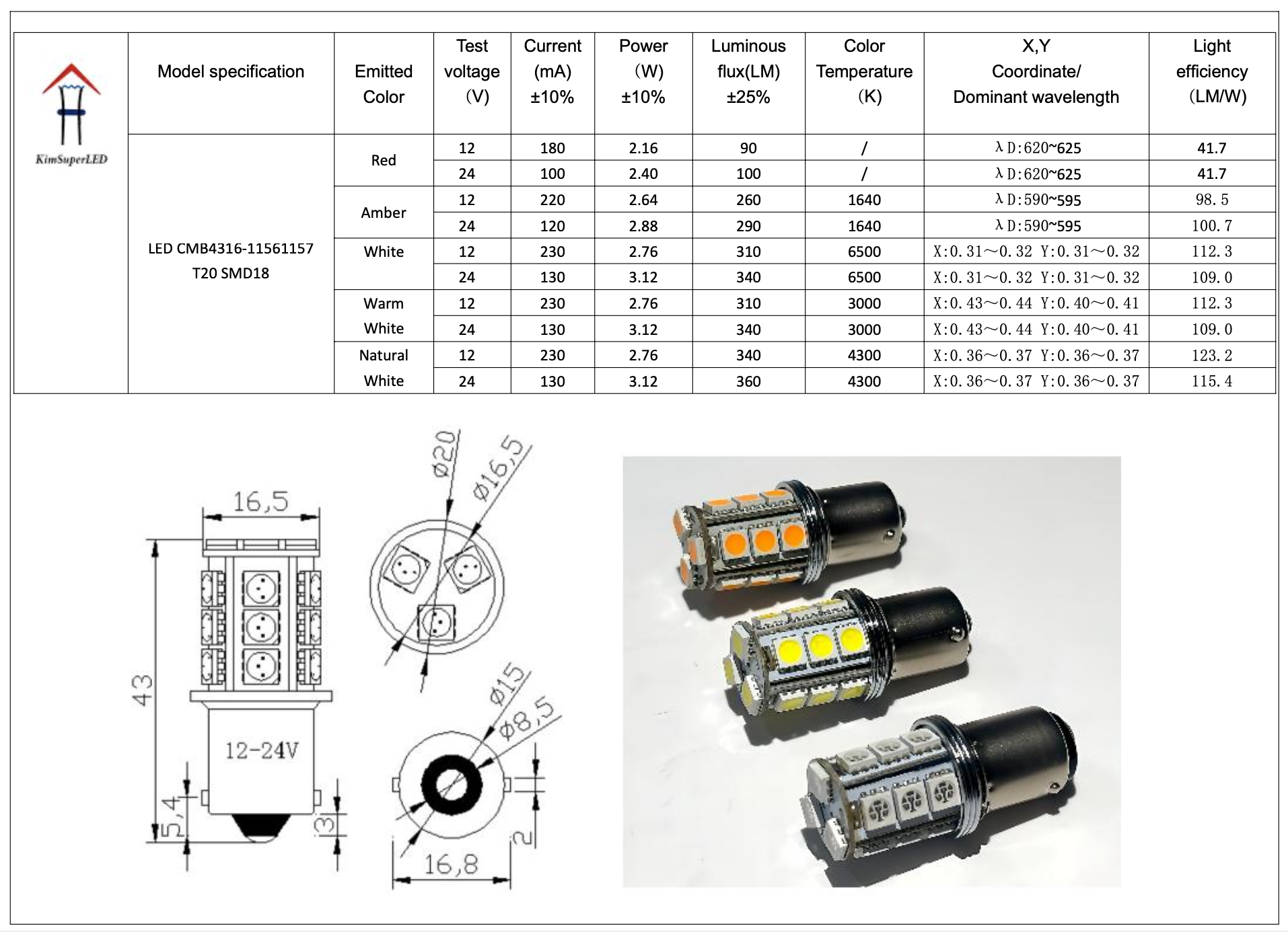 CMB4316-LED 1156/1157 T20 SMD 18 CMB4316-LED 1156/1157 T20 SMD 18
